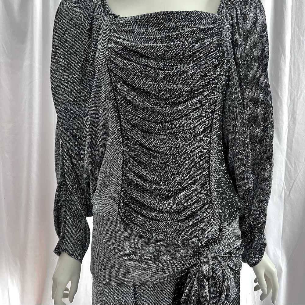 VINTAGE 80s lurex dress w/drop waist & self bow. Size 9/10. Excellent condition!